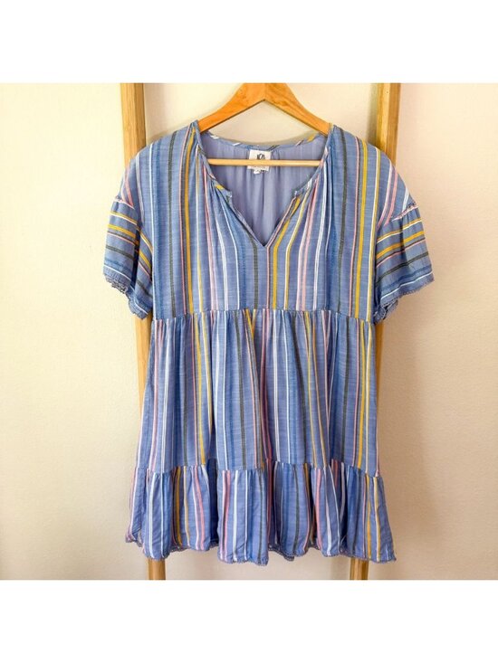 Anthropologie Dresses & Skirts - Anthropologie dRA Los Angeles Blue Striped Tiered Mini Dress Size Medium